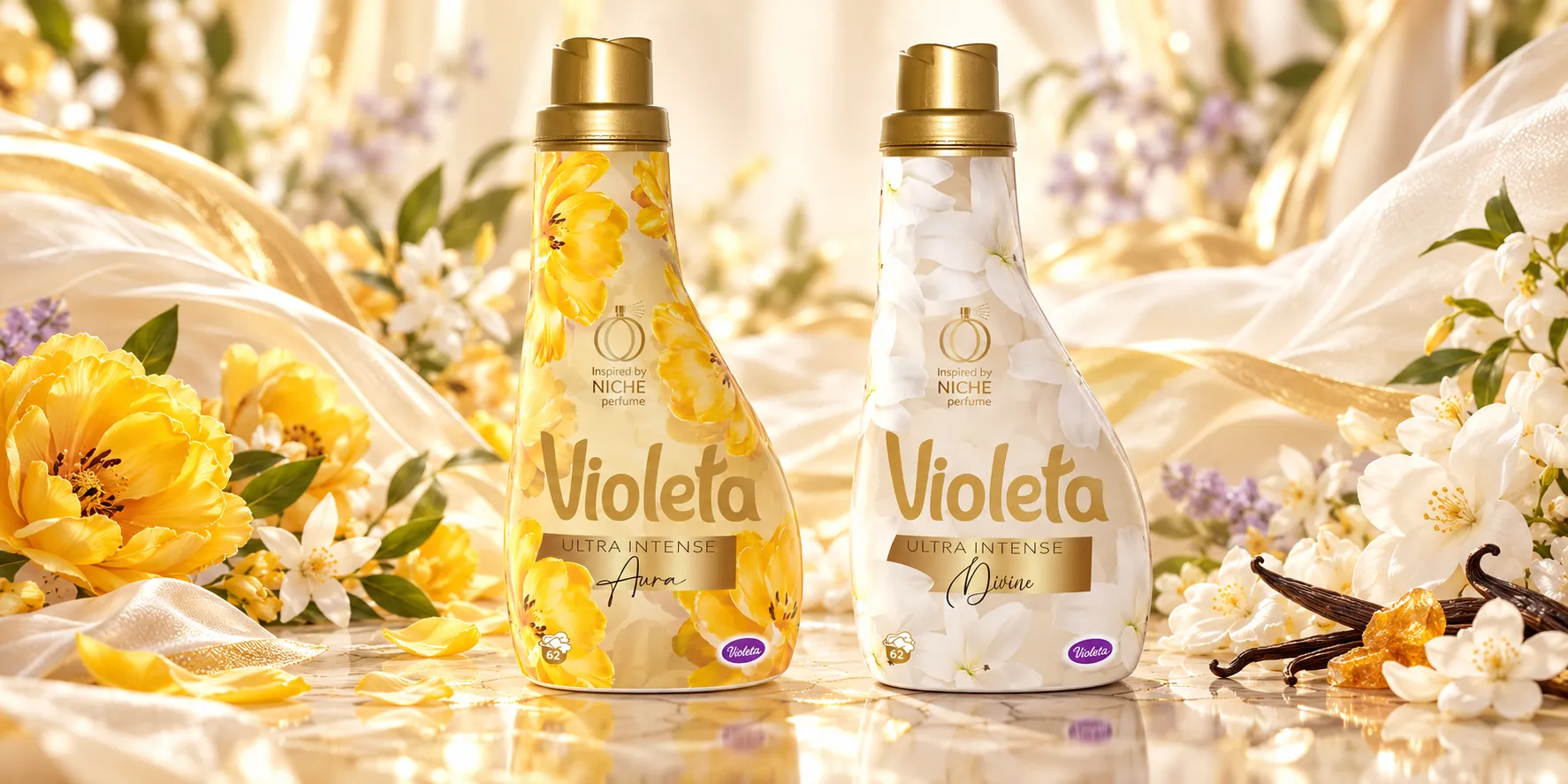 Új Violeta Ultra Intense öblítők: Aura vagy Divine – melyik illat illik hozzád?